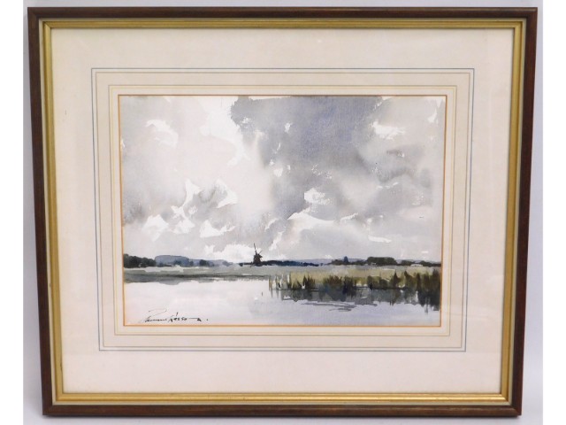 Edward Wesson (1910-1983), watercolour of estuary
