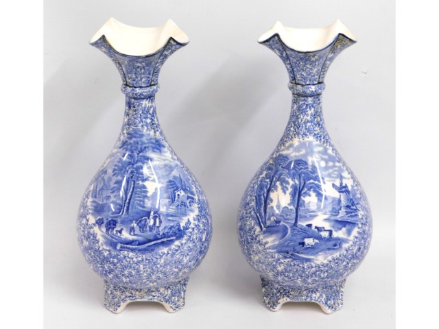 A pair of blue & white transfer ware J. Kent Fento