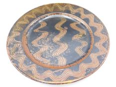 A Winchcombe studio pottery charger by Ray Finch, 14in diameter x 1.25in high