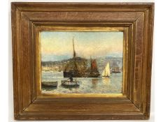 Bernard Finegan Gribble (1872-1962) framed oil on panel depicting boats on estuary, image size 15.75