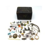 A 19thC. jewellery box with contents including a s