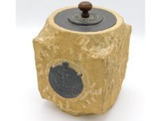 A House of Commons stone tobacco jar with bronze f