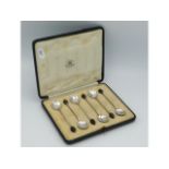 A cased set of 1921 Sheffield silver coffee bean s