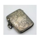 An Edwardian 1905 Birmingham silver vesta case by