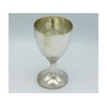 A George III 1796 London silver wine goblet, rubbe