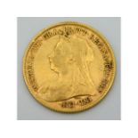 A Victorian old head half gold sovereign