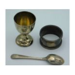 A 1925-26 Birmingham silver spoon & egg cup, monog