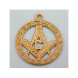 A 9ct rose gold masonic pendant, 19.5mm diameter,