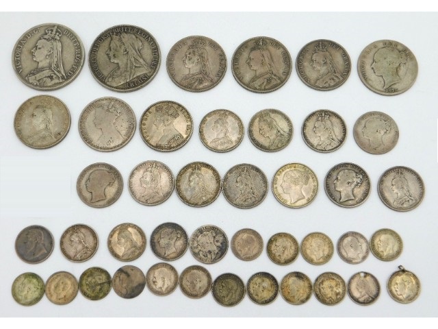 A quantity of mostly Victorian pre-1920 silver coi