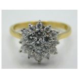 An 18ct gold diamond cluster ring of approx. 0.76c