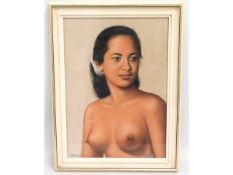 Indonesian school, a half nude painting signed by