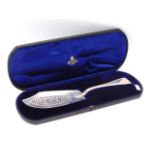 A cased early Victorian, 1847 London silver fish slice by John & Henry Lias, 224g