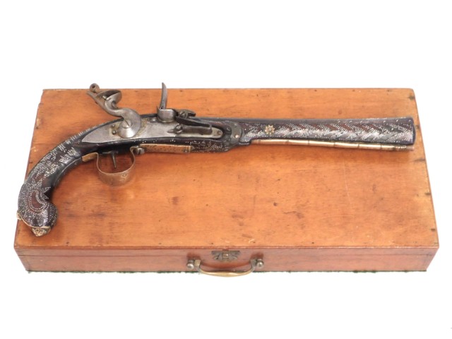 An early 19thC. Ottoman Empire flintlock pistol wi