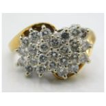 A 14ct gold diamond cluster ring, certificated as