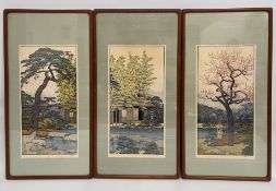 A Japanese print triptych after Toshi Yoshida, 30.