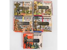 Five vintage Airfix toy soldier boxed sets