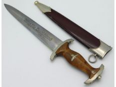 A WW2 Nazi German SA dress dagger, etched to blade