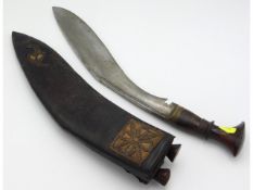 A WW2 Ghurka Kukri knife & scabbard with two short