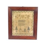 A walnut framed George IV sampler by Sarah Lloyd,