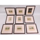 Eight framed 18th/19thC. prints mounted on embosse