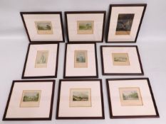 Eight framed 18th/19thC. prints mounted on embosse