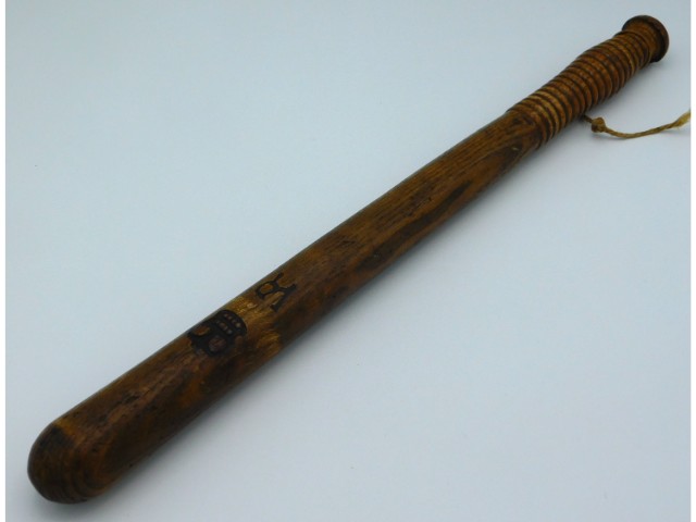 A Victorian oak police truncheon, 18in long