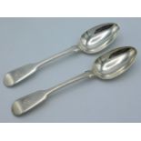 A pair of 1852 Newcastle silver dessert spoons by