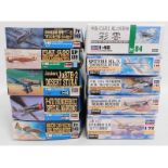 Ten boxed Hasegawa 1:48 & 1:72 scale model aircraf