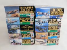 Ten boxed Hasegawa 1:48 & 1:72 scale model aircraf