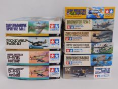 Ten boxed Tamiya 1:48 scale & 1:72 model aircraft