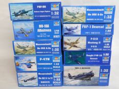 Ten boxed Trumpeter 1:32 & 1:48 scale model aircra