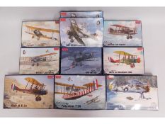 Ten boxed Roden 1:48 & 1:72 scale model aircraft k
