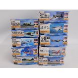 Ten boxed Hasegawa 1:48 scale model aircraft kits,