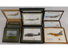 Twelve framed military aircraft prints & photograp