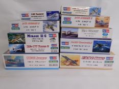Ten boxed Hobby Boss 1:48 & 1:72 scale model aircr