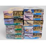 Ten boxed Hasegawa 1:48 & 1:72 scale model aircraf