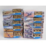 Ten boxed Hasegawa 1:48 scale model aircraft kits,