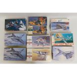 Ten boxed Hasegawa 1:48 & 1:72 scale model aircraft kits,