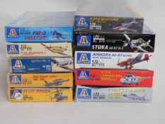 Ten boxed Italeri 1:72 scale model aircraft kits,
