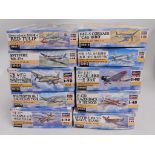 Ten boxed Hasegawa 1:48 & 1:72 scale model aircraf