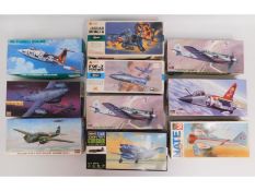 Ten boxed Hasegawa 1:48 & 1:72 scale model aircraf