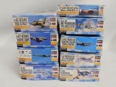 Ten boxed Hasegawa 1:48 & 1:72 scale model aircraf