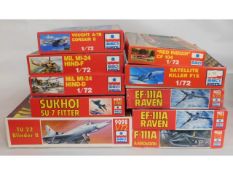 Ten boxed ESCI Ertl 1:72 scale model aircraft kits