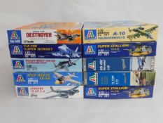 Ten boxed Italeri 1:48 & 1:72 scale model aircraft