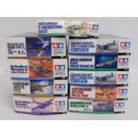 Ten boxed Tamiya 1:48 scale model aircraft kits, p