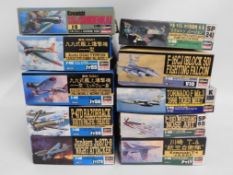 Ten boxed Hasegawa 1:48 & 1:72 scale model aircraf
