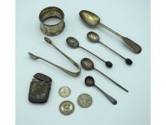 A small selection of silver items including spoons