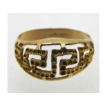 A 14ct gold Greek key style ring, 2.2g, size P