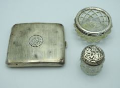 A 1916 Birmingham silver cigarette case, a silver