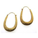 A pair of 9ct gold hooped earrings, 38mm drop, 2.5